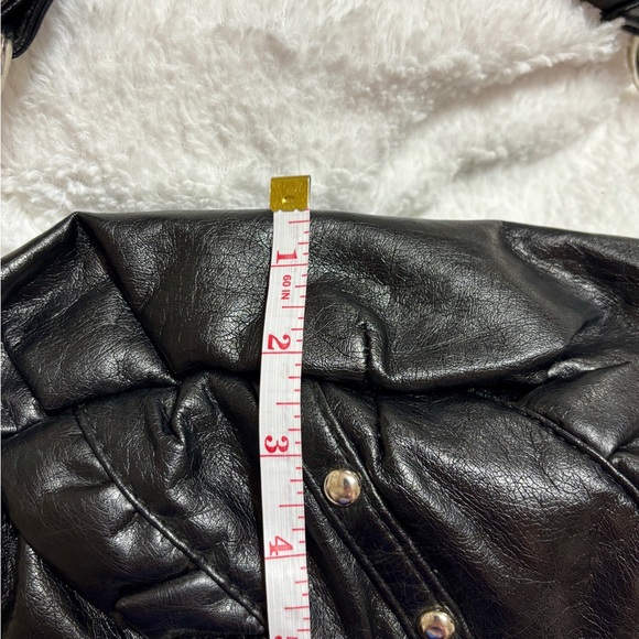 Y2K Chic Black Faux Leather Shoulder Bag with Stud Accents - Picture 11 of 14